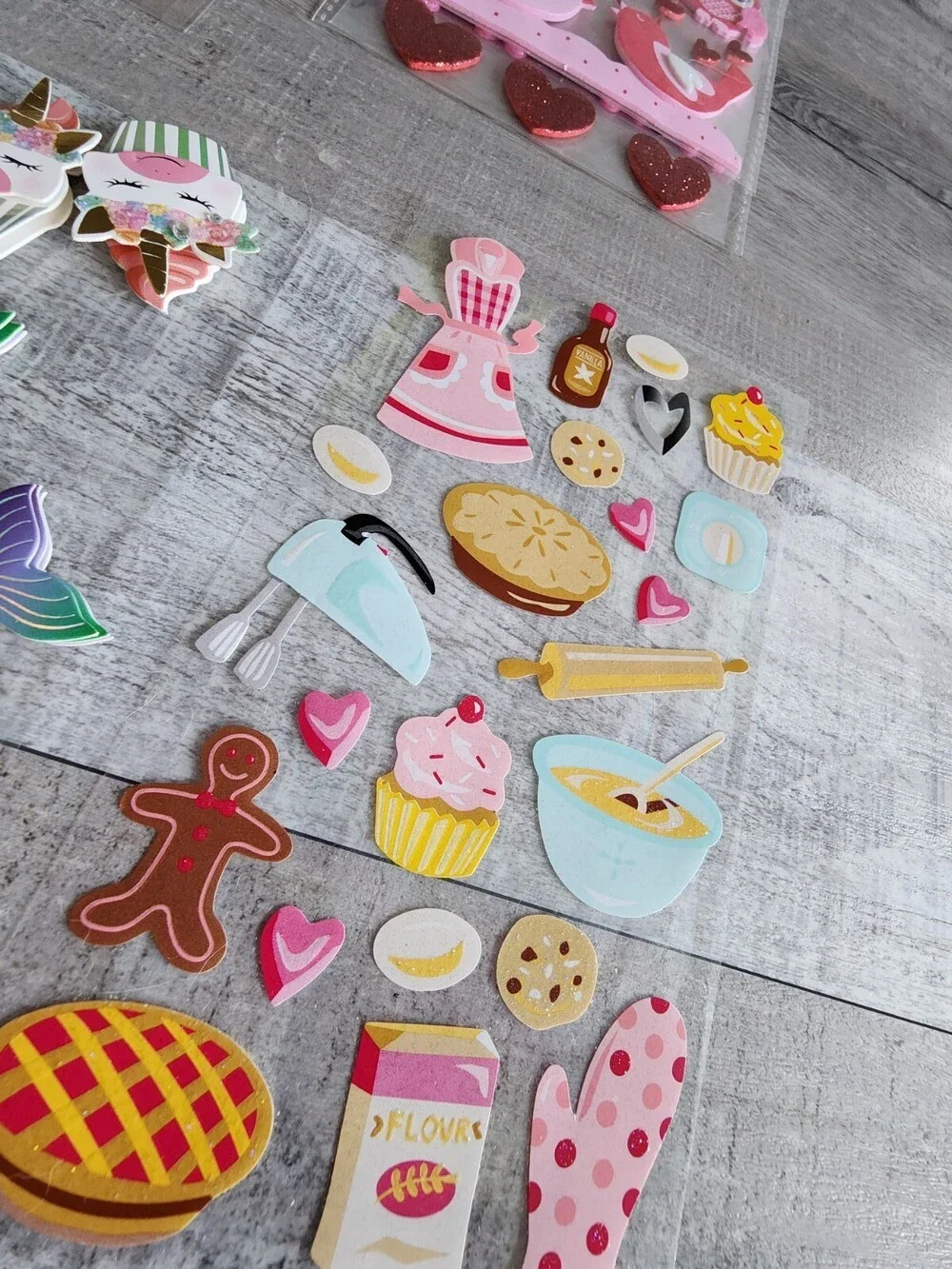 Scrapbook Stickers LOT - Girls Pink Kids Unicorn Owls Hearts Retired NEW #34